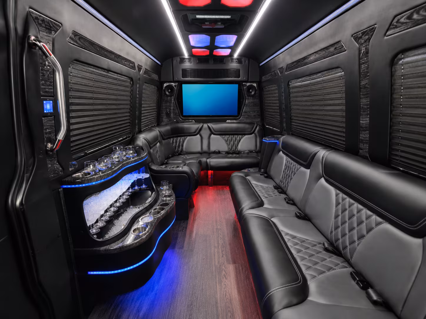 st george 30 passenger party bus inside
